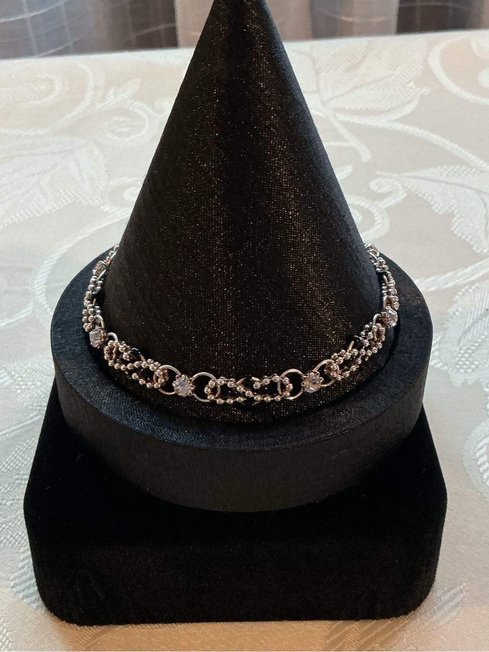 Black & Clear Faceted Seed Bead Chainmaille Silver Tone Necklace,Bracelet,Earrin - Picture 6 of 11